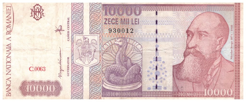 Avers bancnota 10.000 lei din 1994